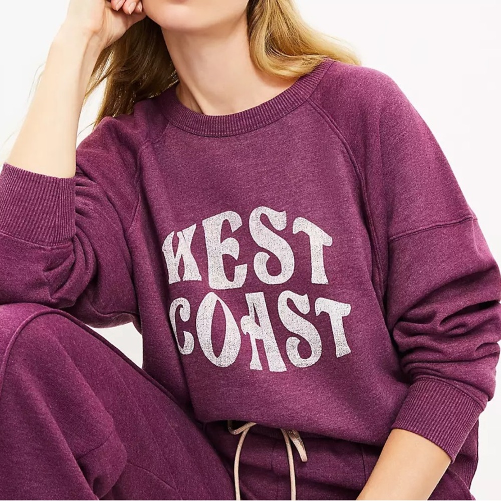 LOFT Lou&Grey West Coast Fluffy Fleece Sweatshirt, Size Medium, Purple Color - Picture 2 of 9